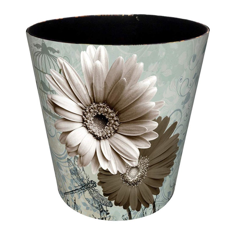 Scakbyer 10L/2.64 Gallon PU Leather Trash Can Decorative Waterproof Wastebasket Paper Basket Garbage Bin for Home Office Bathroom - Image 1